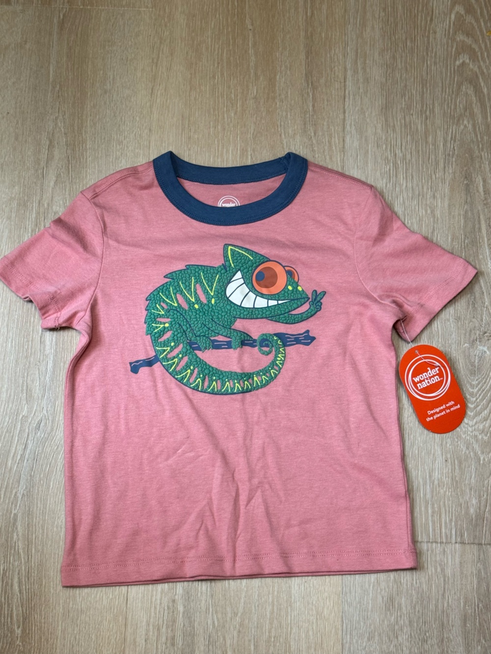 wonder nation Pink Short-Sleeve Tee with Green Chameleon Graphic